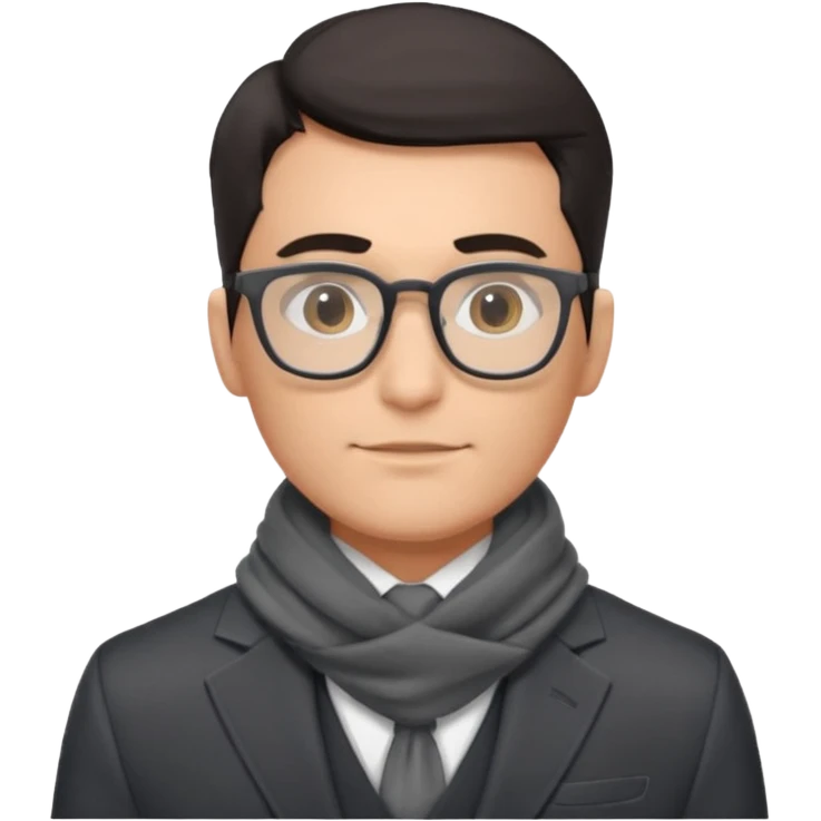 gray scarf male dark hair with suit glasses emoji