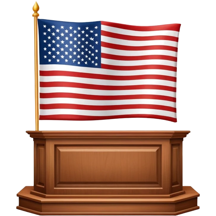 presidential podium with American flag emoji