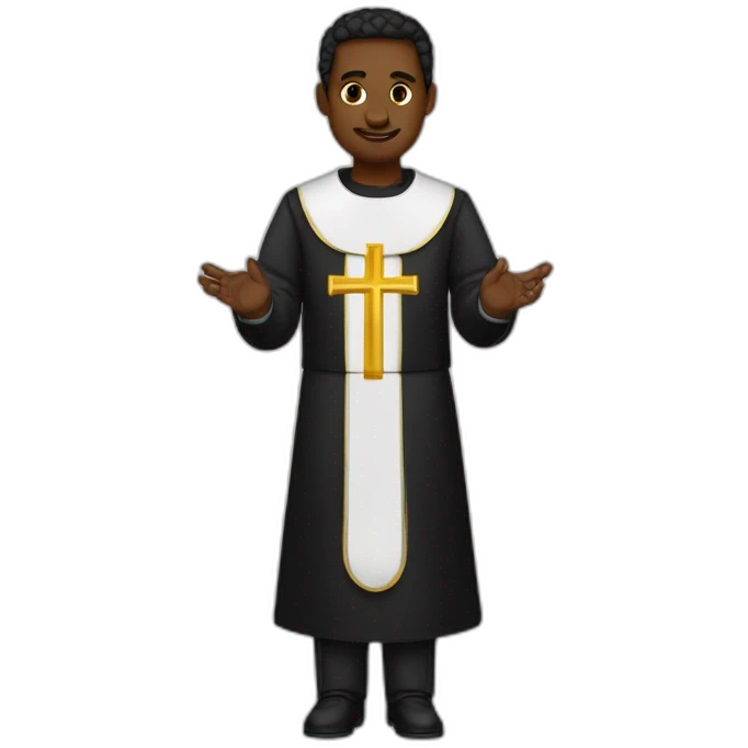 sacerdote traje negro piel blaca crucifijo en la mano emoji