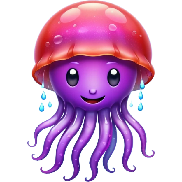 color gradient between red and purple glitter cute happy jellyfish emoji