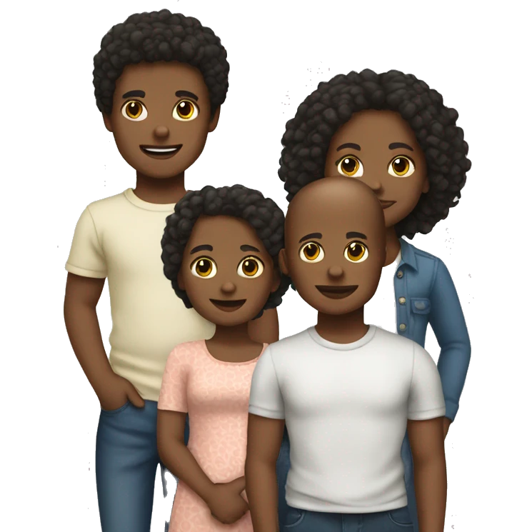 2 brothers and 1 sisters kids white skin emoji