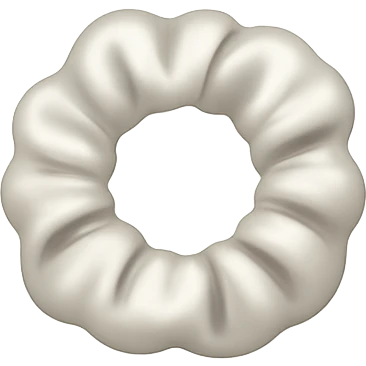 Make the silky white scrunchie smaller in the style of emoji, keeping the silky texture and white color, with no background. emoji