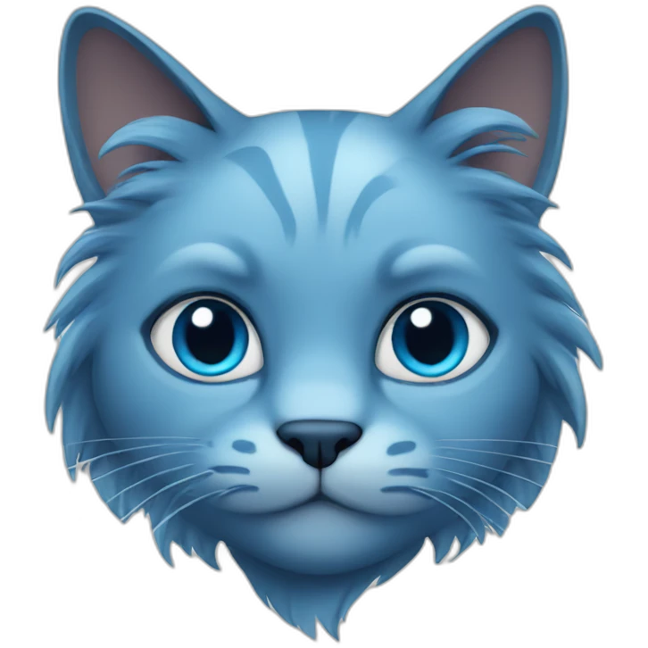 Blue Cat with long hair emoji
