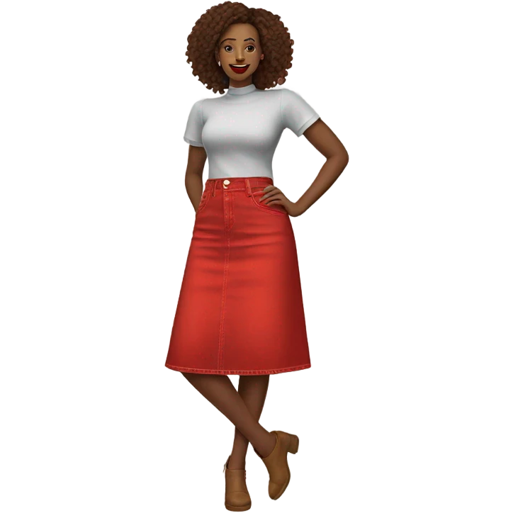 Realistic A-line high waisted red denim skirt, isolated emoji