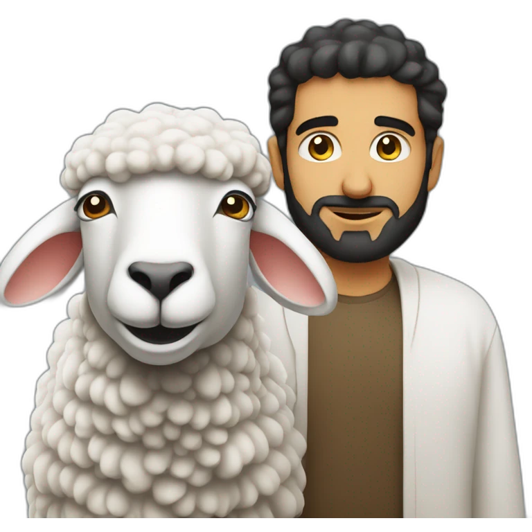 arab stands behind 1 big sheep emoji