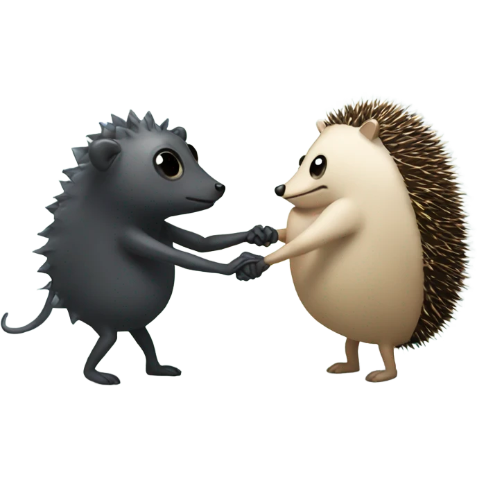 The fly agard and the hedgehog walk by the hand emoji