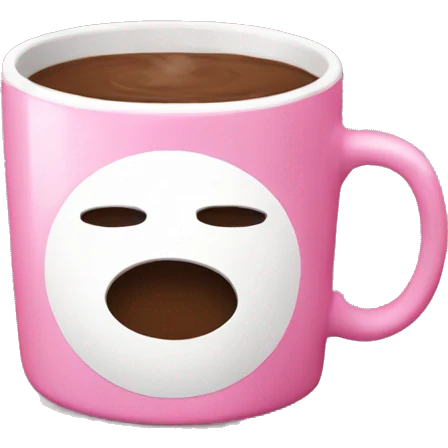 Pink coffee mug with hot chocolate emoji