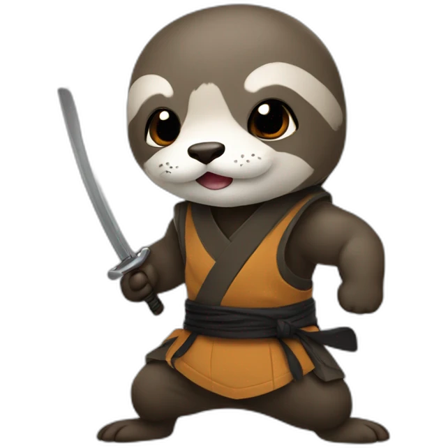 cute otter deguised as a ninja emoji