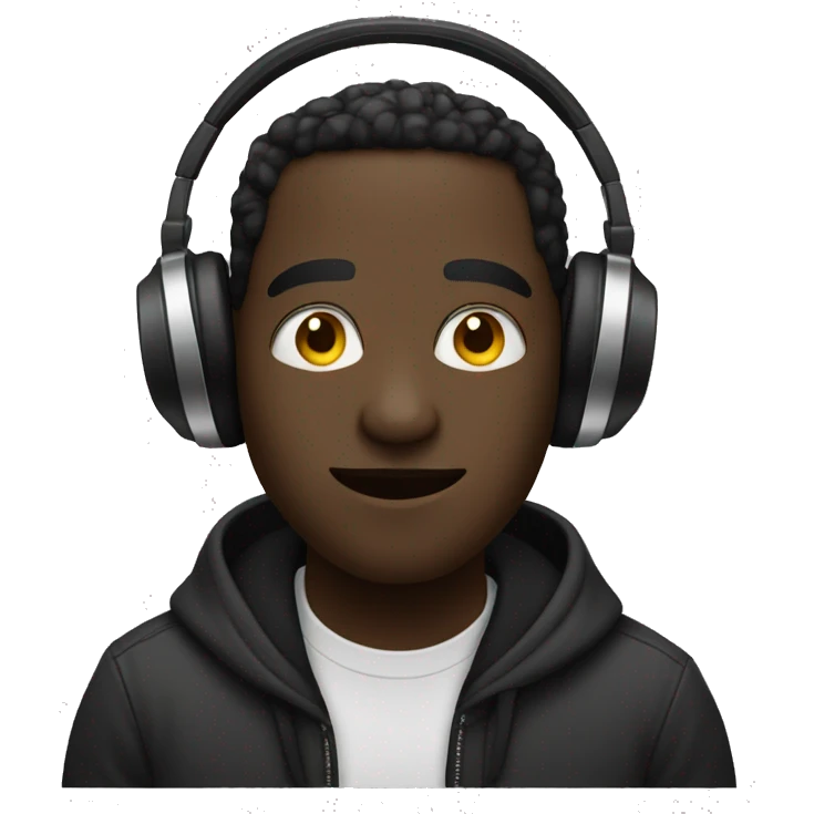 person black listening to music with wink emoji