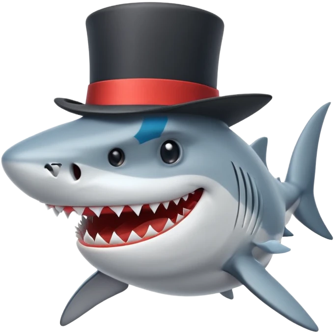 Shark with a top hat emoji