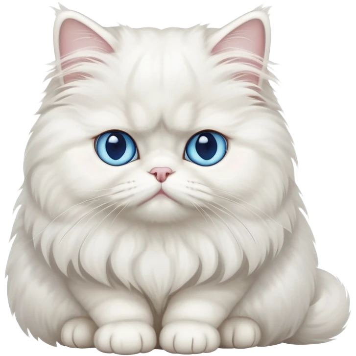 white Persian cat full body sitting with blue eyes emoji