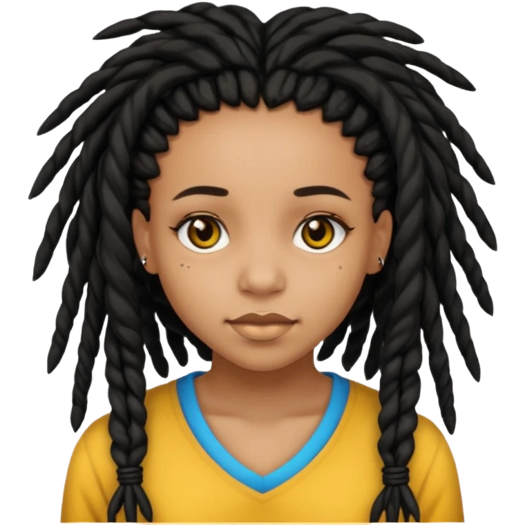 Light skin black girl black eyes and dreadlocks  emoji
