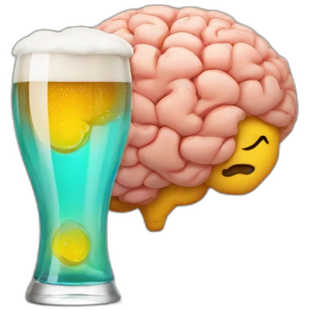 emoji brain holds beer emoji
