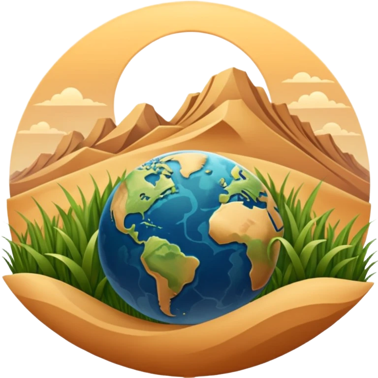 infinite 8 stylised to symbolise earth, with desert, grass, cities, oceans emoji