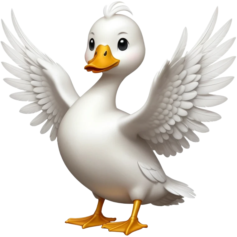 cinematic-[white duck]-realistic-full-body-perched-emoji,-wings-tucked-neatly elegant,-head-tilted-dramatically,-sleek-[white]-feathers,-simplified-yet-realistic-focused-features,-highly-detailed,-glowing-with-an-almost-sarcastic-glow emoji
