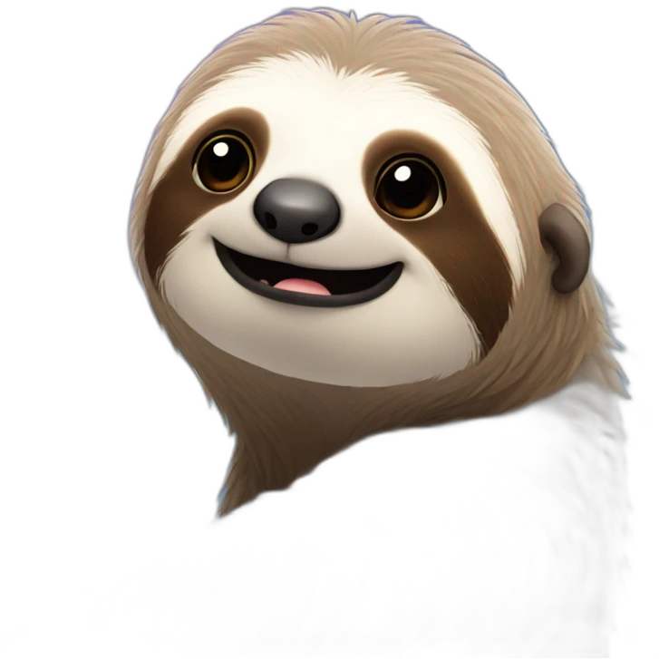 Sloth making kiss in the air, heart particles emoji