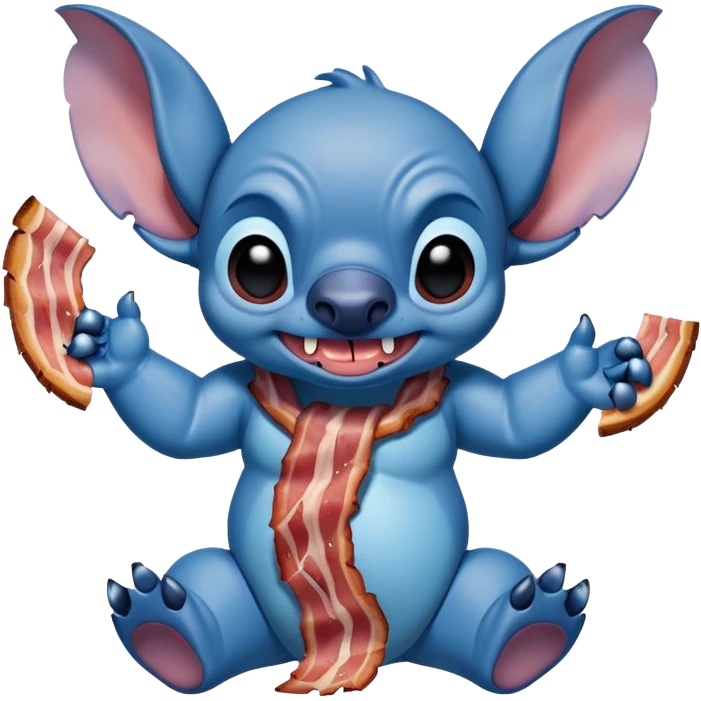 hungry Stitch with bacon emoji