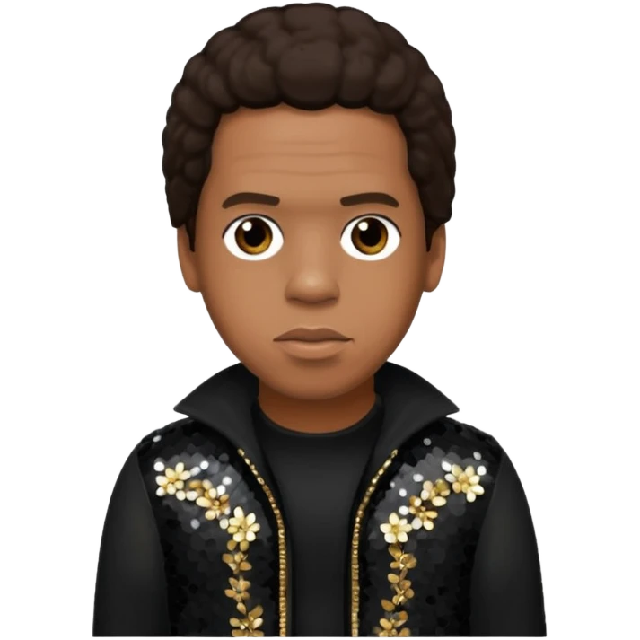 Jay-Z with dark brown hair, black sequin outfit emoji