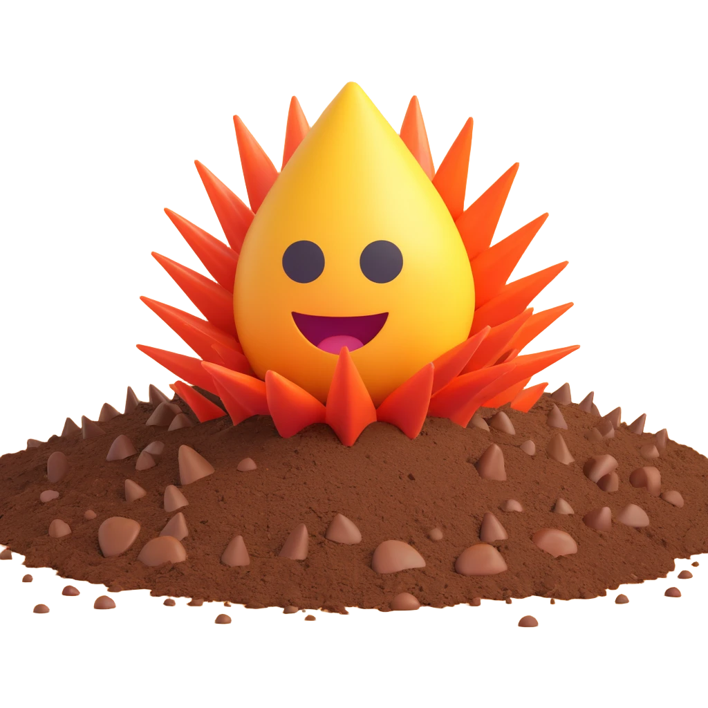 spikes coming out of the ground in 3D emoji style emoji