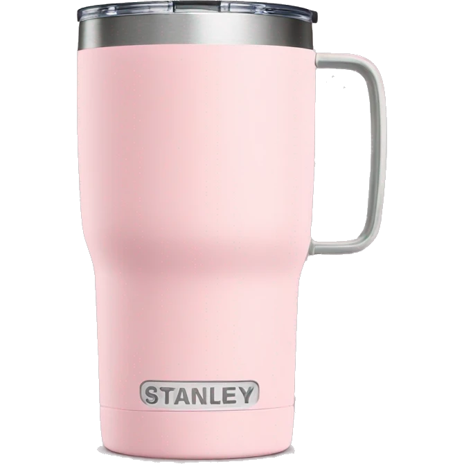 Light pink 40oz Stanley tumbler with handle emoji