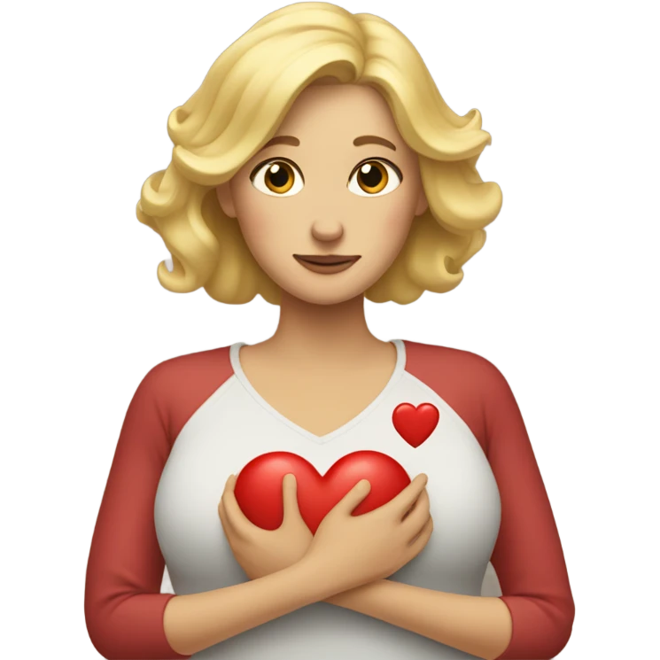 Blonde Mother holds her heart in her arm emoji