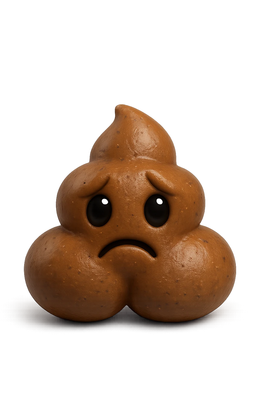 EMOJI STILE IPHONE 3D DI UNA MONTAGNETTA DI FECI A PALLINE CON ESPRESSIONE TRISTE, IPERREALISTICO 4K emoji
