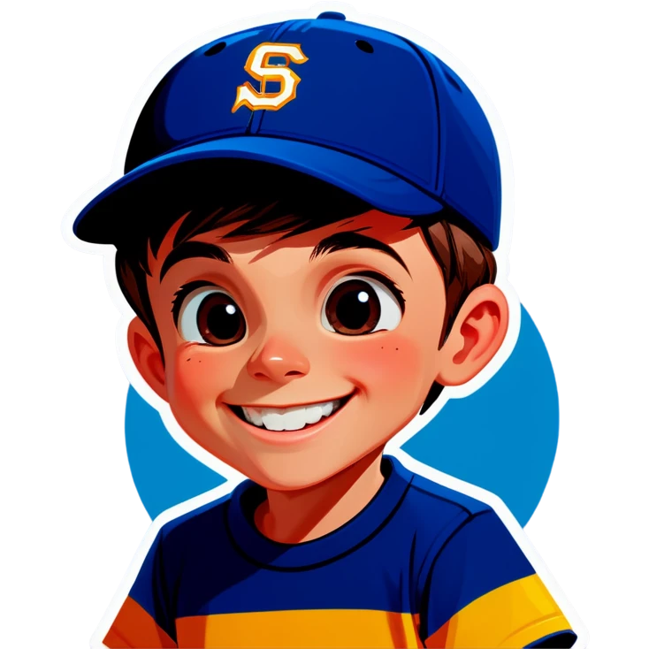 smiling boy in baseball cap emoji