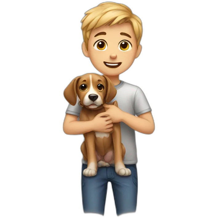 a boy with a puppy emoji