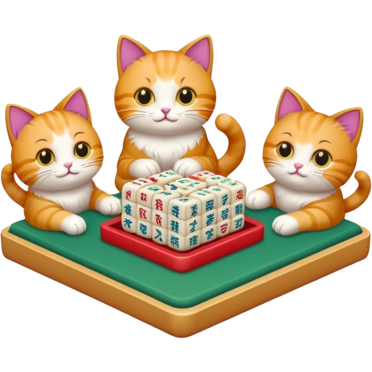 Cartoon cats  playing mahjong emoji