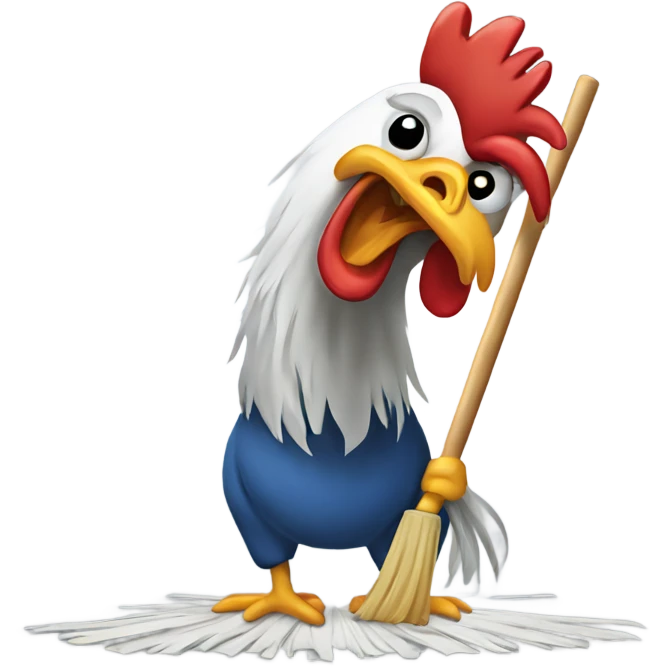 Rooster mopping floor emoji
