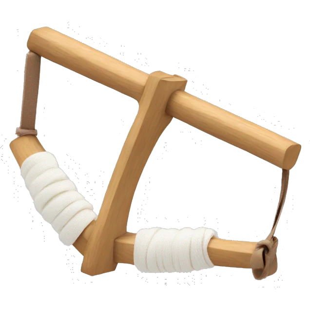 wooden y shaped slingshot with white elastic rubberband emoji