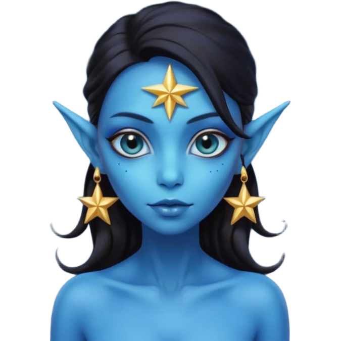 blue alien woman with golden star earrings emoji