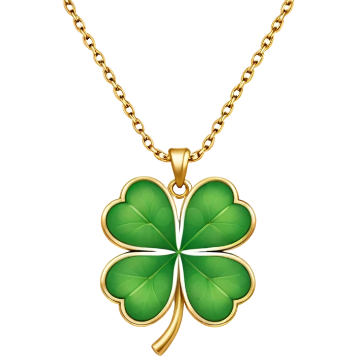Lucky clover charm necklace – green four-leaf clover.
 emoji