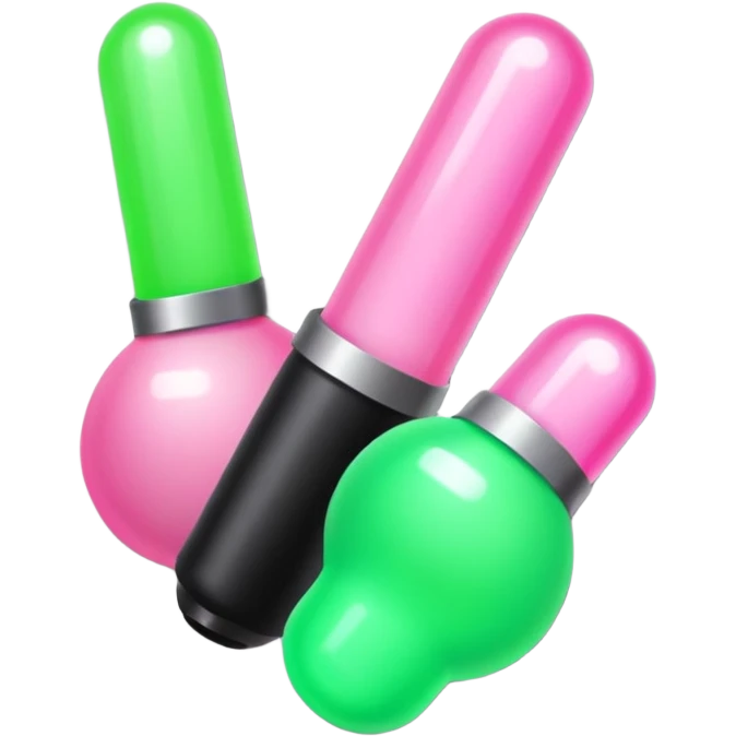 PINKGREEN k-pop retro sticker, black and pink and white and green light stick, iconic emoji