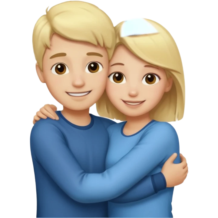 Blonde boy and girl best friends hugging  emoji