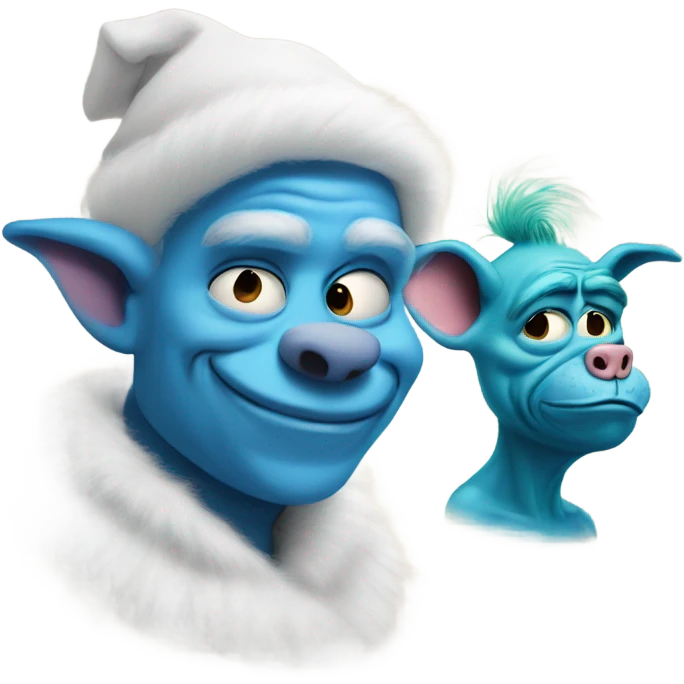 Pig man and blue grinch  emoji