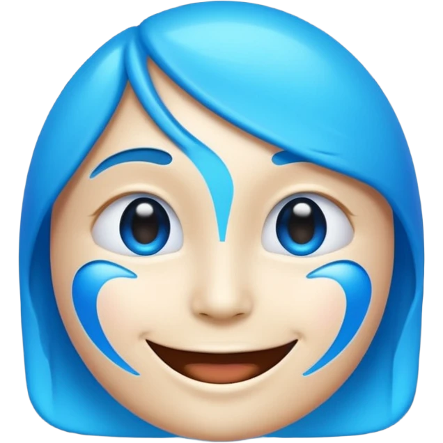 Synthoid emoji, AI-inspired smiling face, neon blue highlights emoji