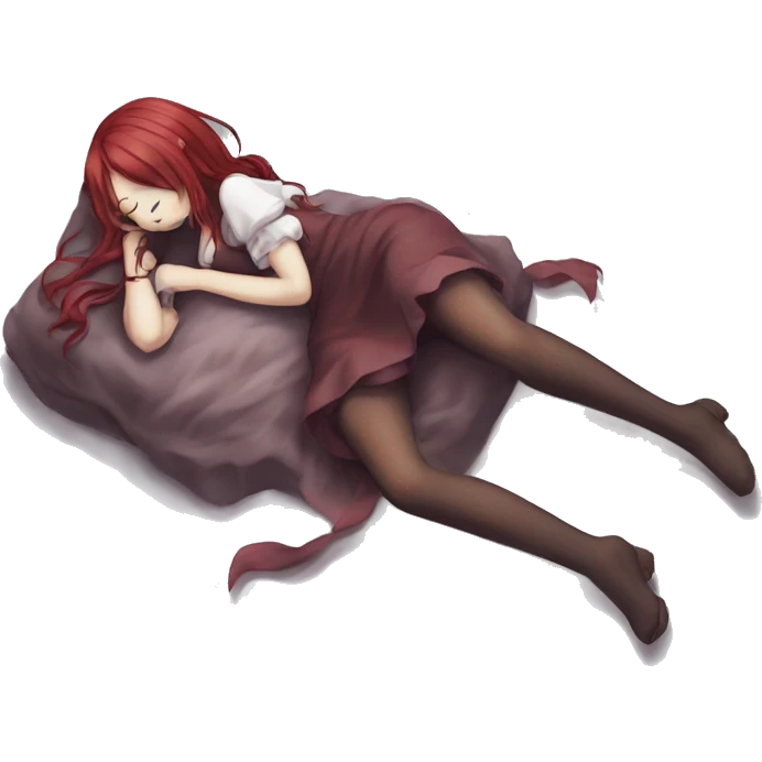 full body sleeping on floor Rias Gremory anime style art emoji