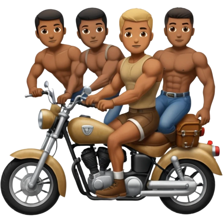 Black big men without shirt riding an old small motorcycle emoji