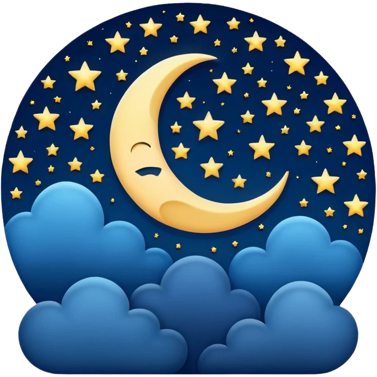 night sky with a crescent moon and stars emoji