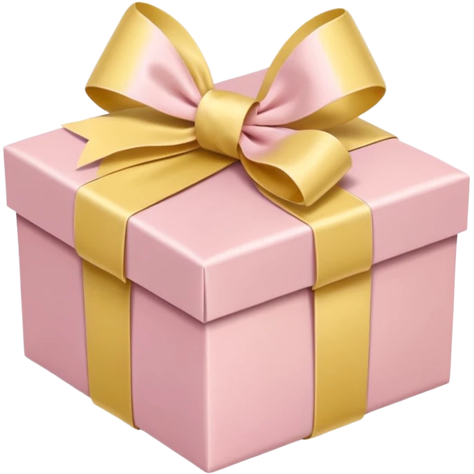 Gift box with ribbon in soft pink, beige and yellow pastel colors emoji