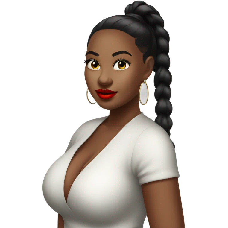 profle picture stunning curvy black woman, red lips black high ponytail emoji