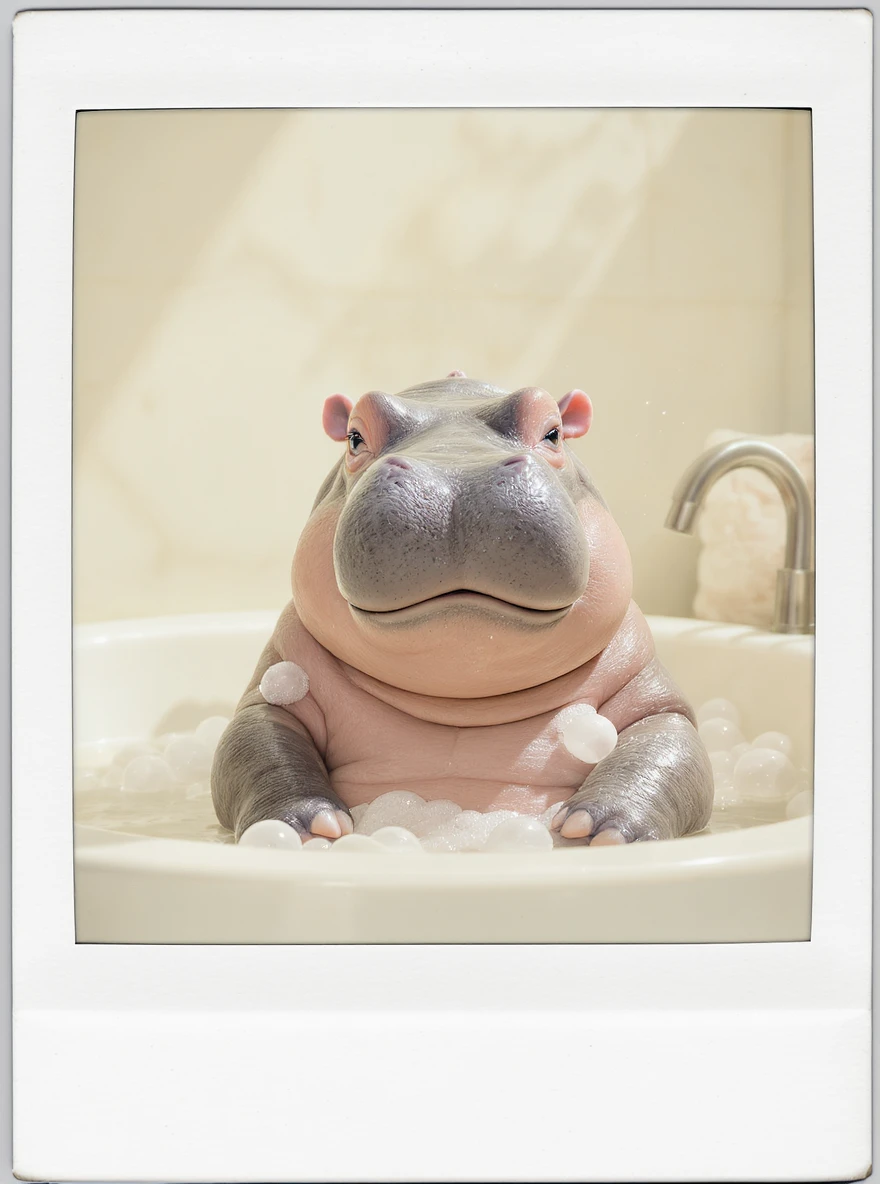happy hippo with bubbles in bathtub emoji