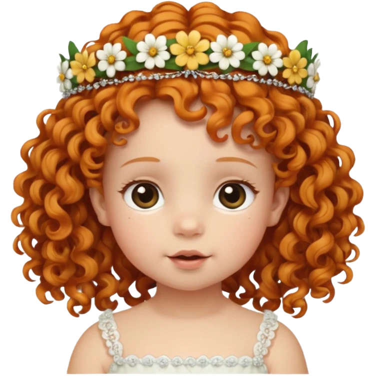baby with flbig ower tiara ginger curly hair emoji