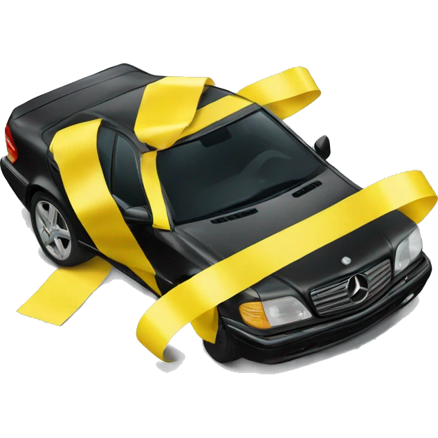 Mercedes covered with black and yellow tape emoji