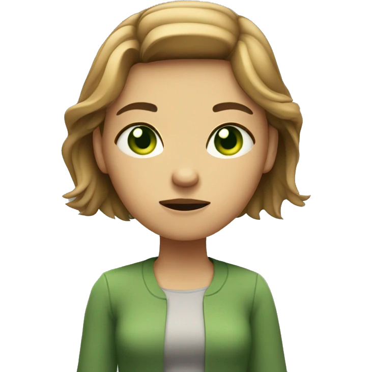 girl with light brown hair and green eyes crossing arms and looking mad emoji