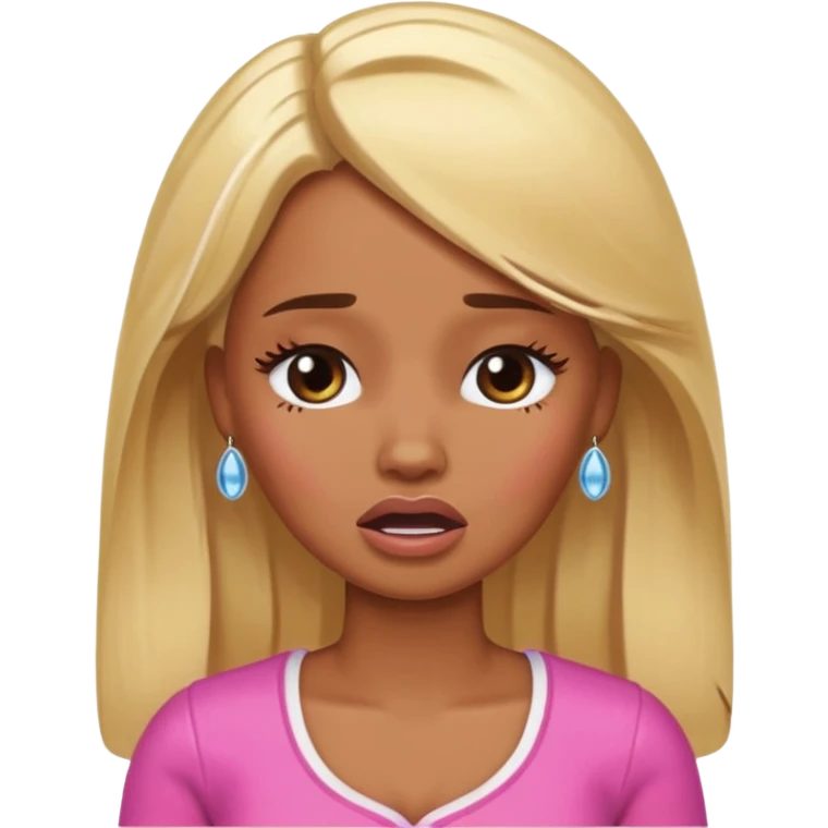 brown skin blonde barbie crying emoji