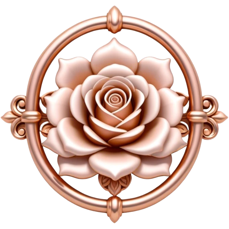 A ornate stylized M ringed in rose gold emoji