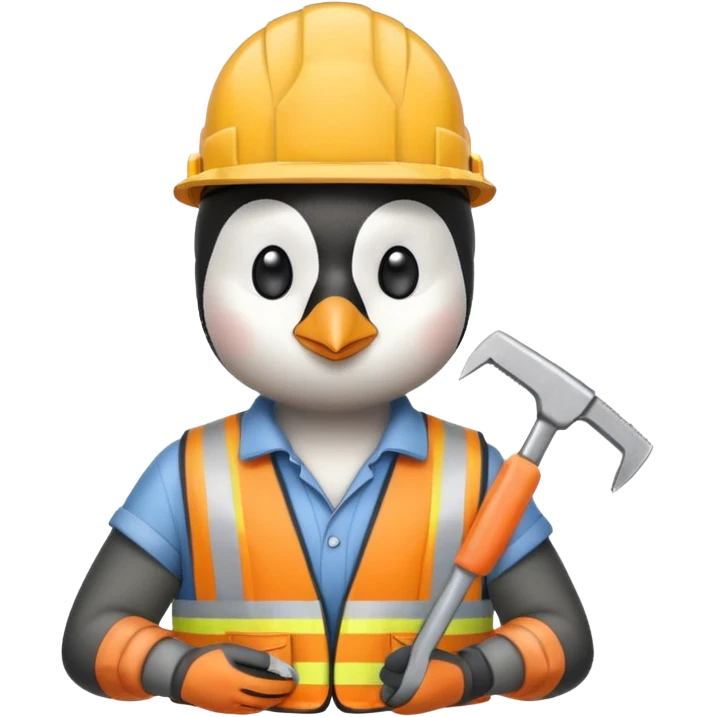 Penguin Construction Worker with saw emoji