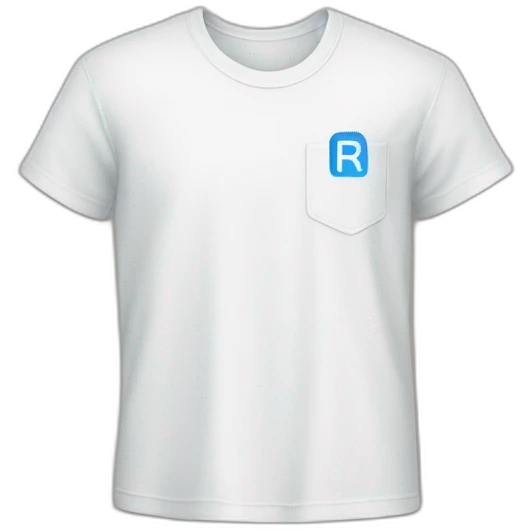 white tshirt with blue letter r on breast pocket emoji